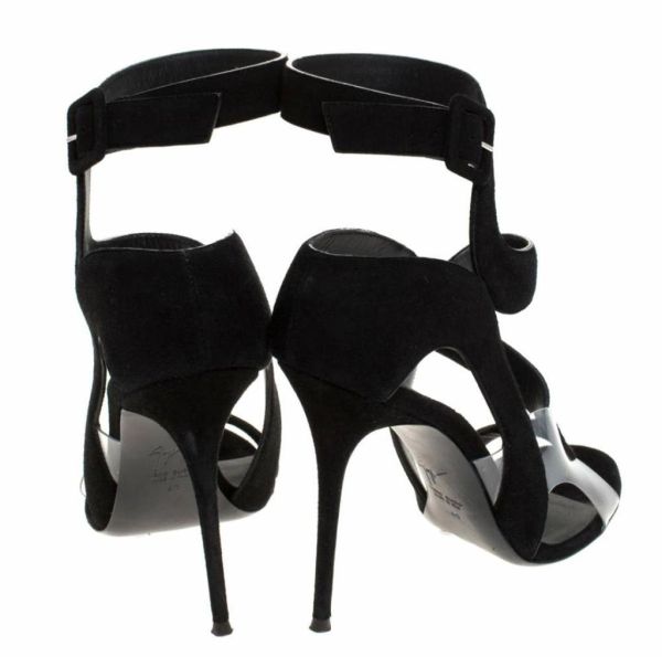 GIUSEPPE ZANOTTI BLACK SUEDE AND PVC SUMMER SANDALS