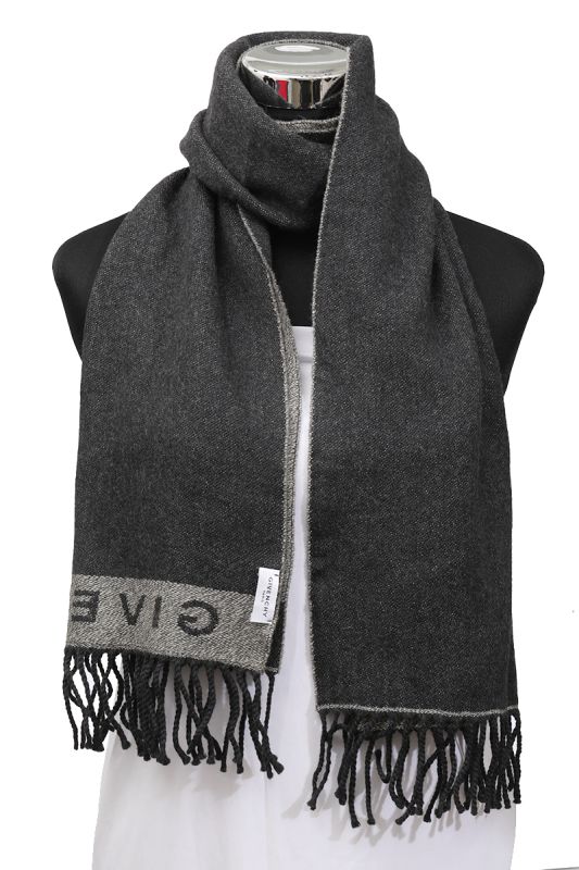 Givenchy Logo Embossed Dark Grey Scarf