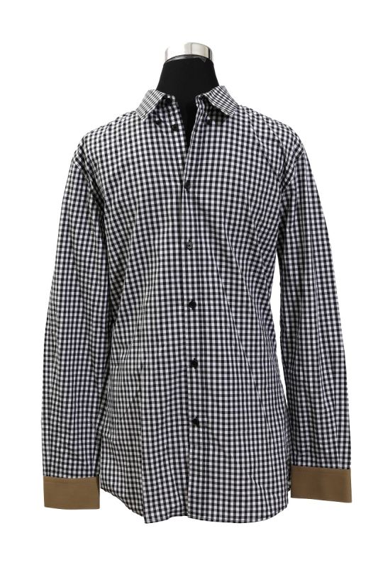 Givenchy Size M Black & White Check Collar Shirt