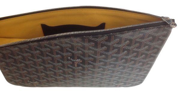 GOYARD BLACK GOYARDINE COATED CANVAS SENAT POUCH CLUTCH MM