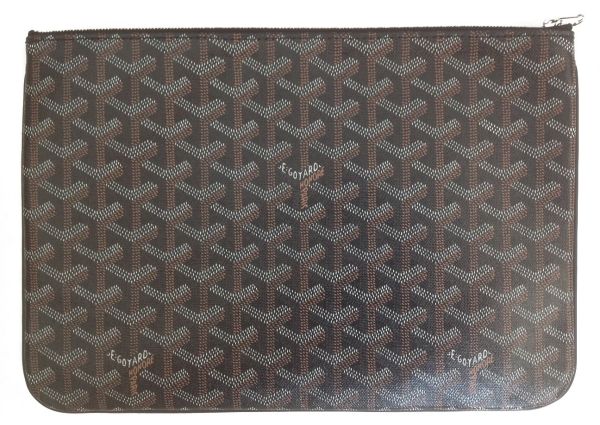 GOYARD BLACK GOYARDINE COATED CANVAS SENAT POUCH CLUTCH MM