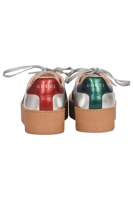 Gucci Ace Silver Bee Platform Sneakers