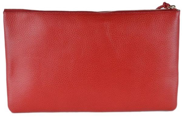 GUCCI BAMBOO TASSEL PULL ZIP TOP LARGE REDCLUTCH