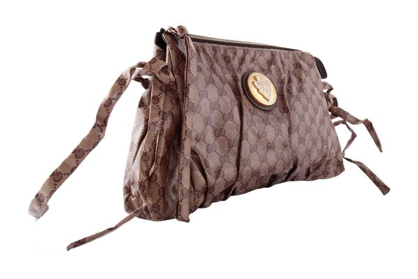 GUCCI BEIGE/EBONY GG CRYSTAL HYSTERIA CLUTCH