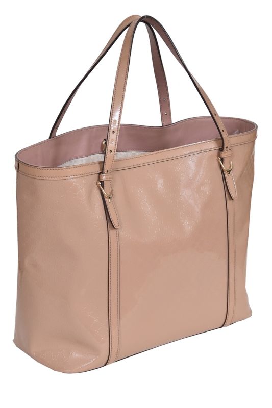 Gucci Beige Microguccissima Patent Leather Medium Tote Bag