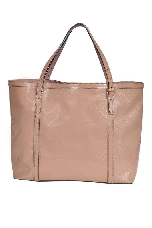 Gucci Beige Microguccissima Patent Leather Medium Tote Bag