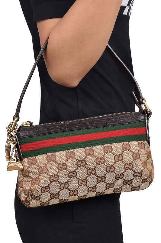 Gucci Beige/ebony GG Canvas Jolicoeur Web Pochette