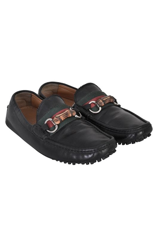 GUCCI BLACK BAMBOO HOSREBIT LOAFERS