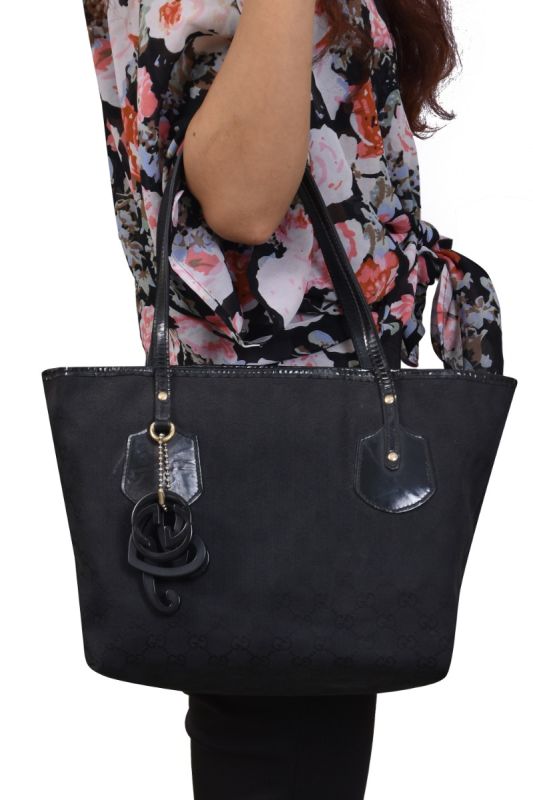 Gucci Black GG Canvas Tote Bag