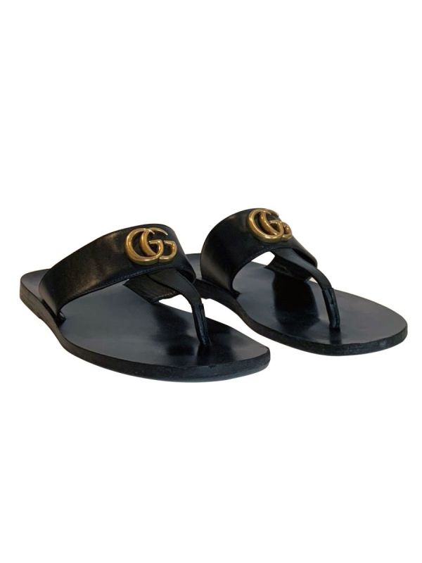 GUCCI BLACK GG MARMONT SANDALS