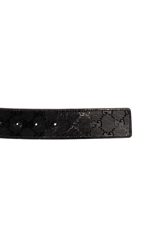GUCCI BLACK GUCCI GG IMPRIME SHINY BELT