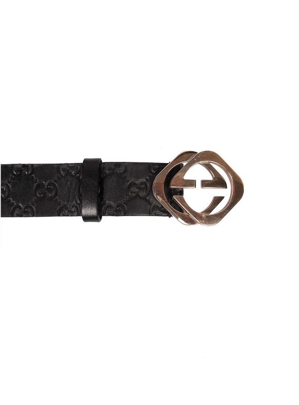 GUCCI BLACK GUCCI GUCCISSIMA GG INTERLOCK BELT