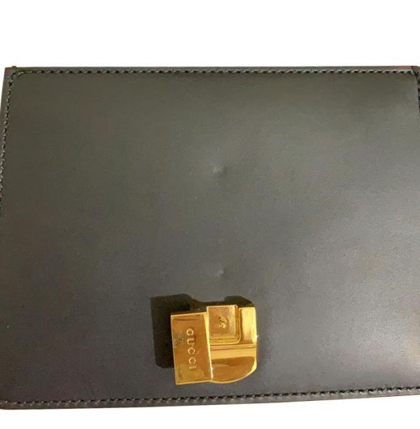 GUCCI BLACK LEATHER MINI SYLVIE CHAIN SHOULDER BAG