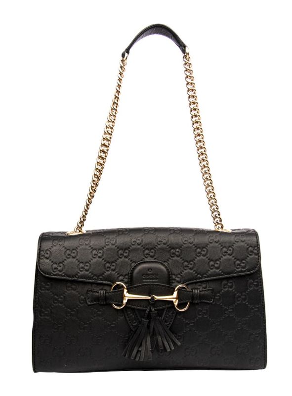 GUCCI BLACK MEDIUM EMILY SHOULDER BAG RT45