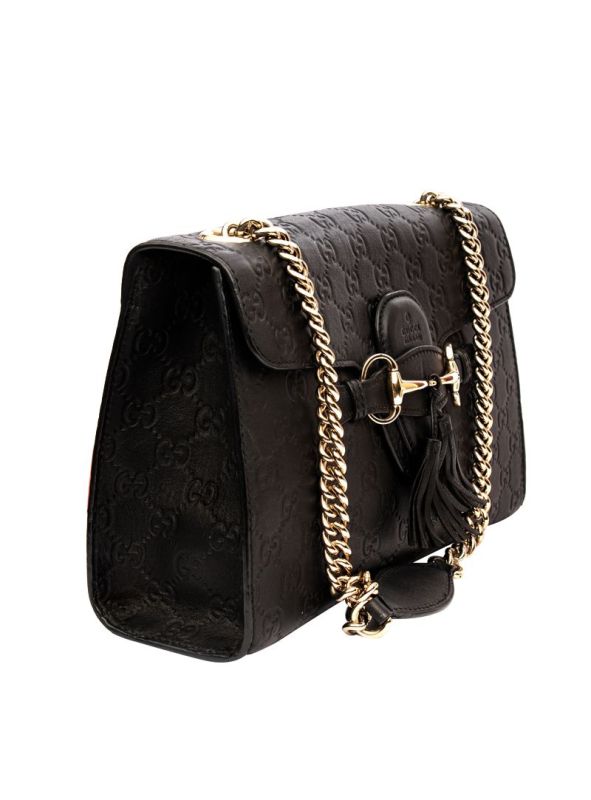 GUCCI BLACK MEDIUM EMILY SHOULDER BAG RT45