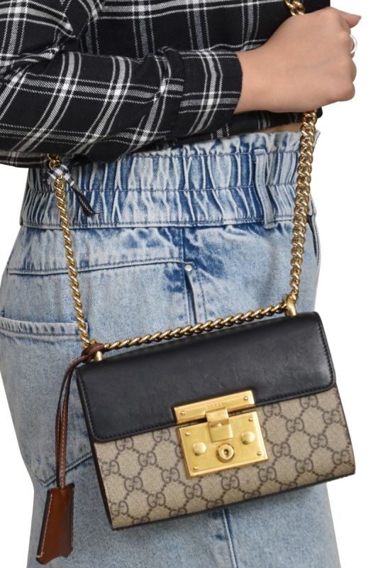 Gucci Black/Beige Padlock Shoulder Bag
