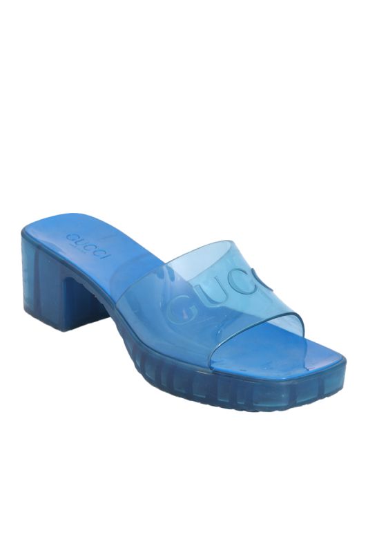 GUCCI BLUE CLEAT SOLE PLATFORM SANDALS