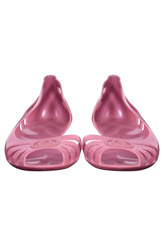 Gucci Blush Pink Jelly Interlocking GG Marola Jelly Ballet Flats