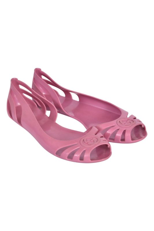 Gucci Blush Pink Jelly Interlocking GG Marola Jelly Ballet Flats