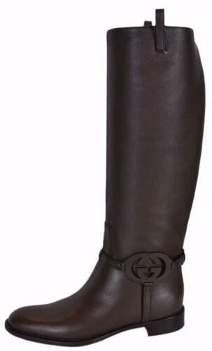 GUCCI INTERLOCKING GG FLAT KNEE HIGH RIDING BOOTS