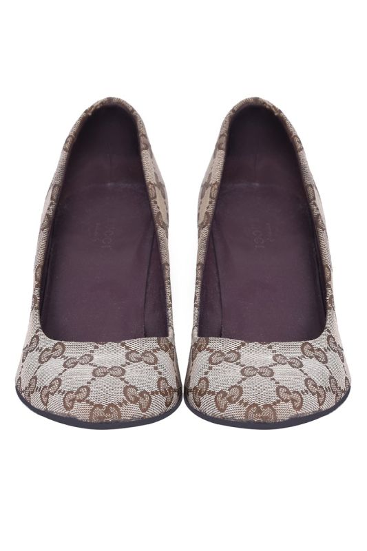 Gucci Brown GG Canvas Pointed Toe Pumps