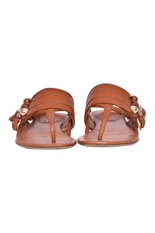Gucci Brown Leather Gg Horse Design Buckle Upflats