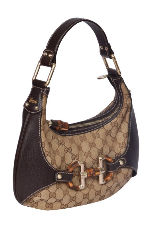 Gucci Brown Monogram Horsebit Shoulder Bag