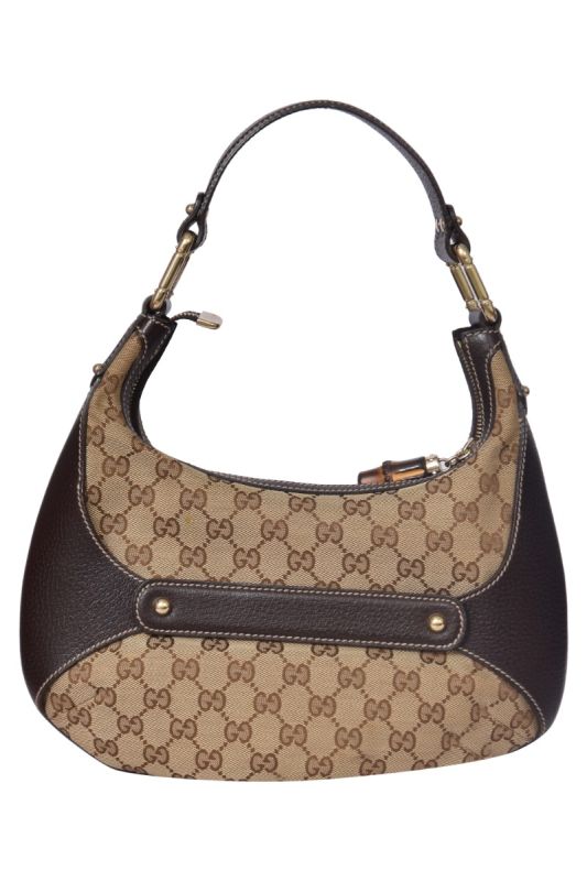 Gucci Brown Monogram Horsebit Shoulder Bag