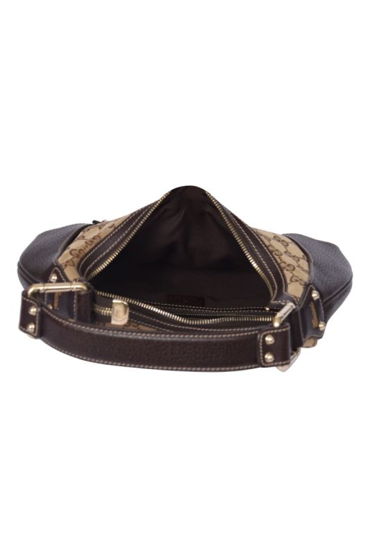 Gucci Brown Monogram Horsebit Shoulder Bag