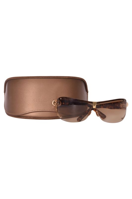 Gucci Brown Oversized Shield Sunglasses