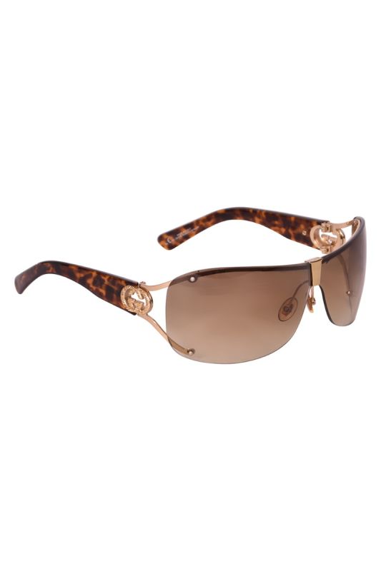 Gucci Brown Oversized Shield Sunglasses