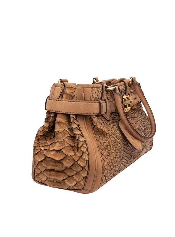 GUCCI BROWN PYTHON GG RUNNING LARGE TOTE