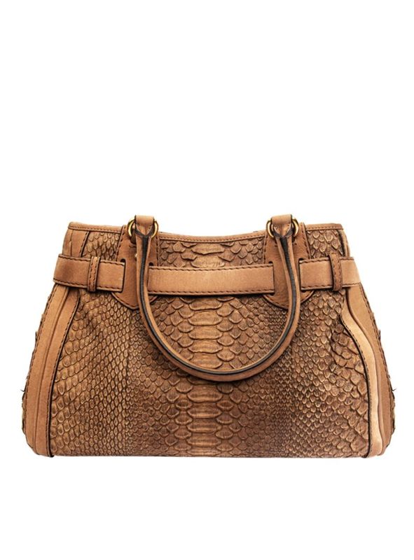GUCCI BROWN PYTHON GG RUNNING LARGE TOTE