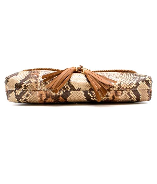 GUCCI BROWN EXOTIC SNAKE SKIN LARGE CLUTCH