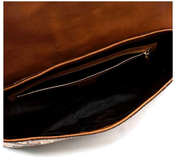 GUCCI BROWN EXOTIC SNAKE SKIN LARGE CLUTCH