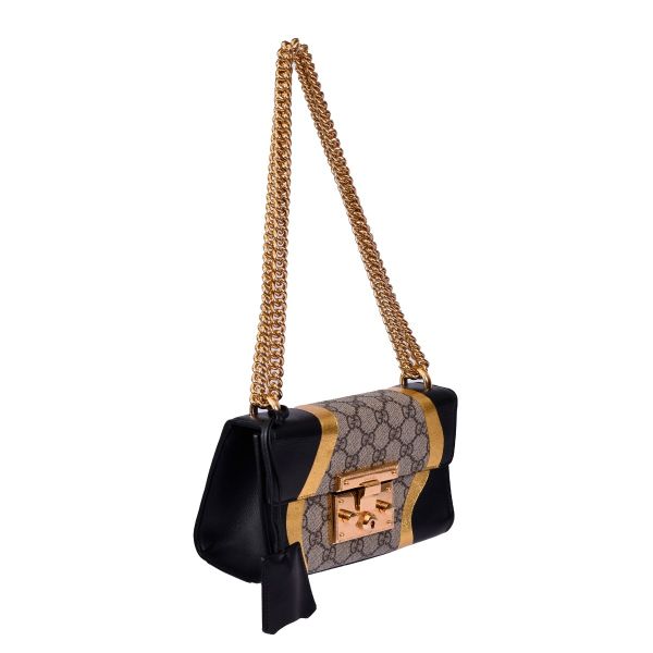 GUCCI CALFSKIN GG SUPREME MONOGRAM PADLOCK BAG