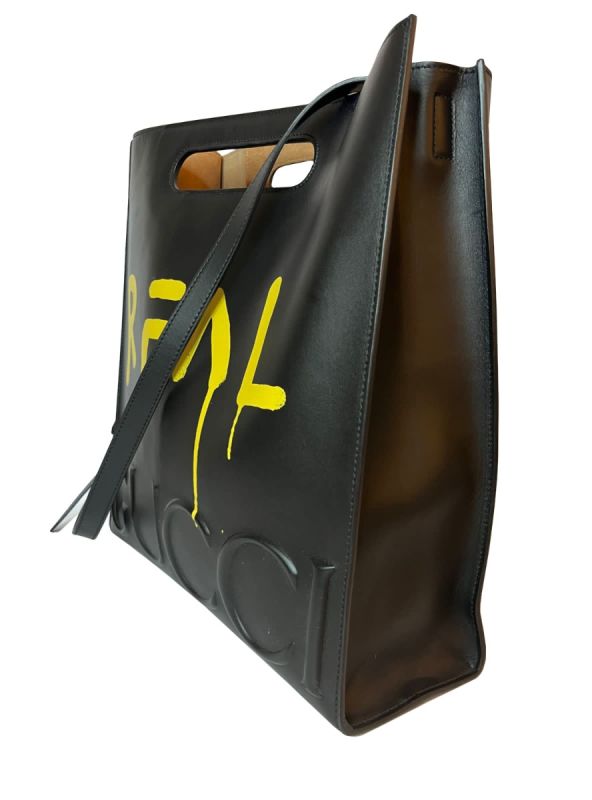 Gucci Calfskin Ghost Graffiti Black Tote Bag