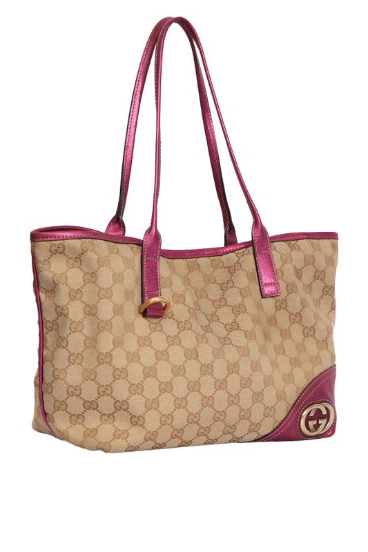 Gucci Canvas Britt Pink Tote Bag