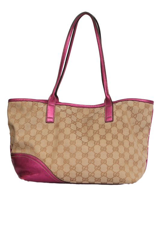 Gucci Canvas Britt Pink Tote Bag