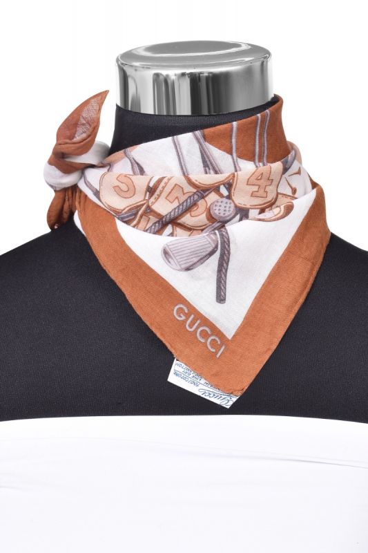 Gucci Cotton Golf Print Foulard Scarf
