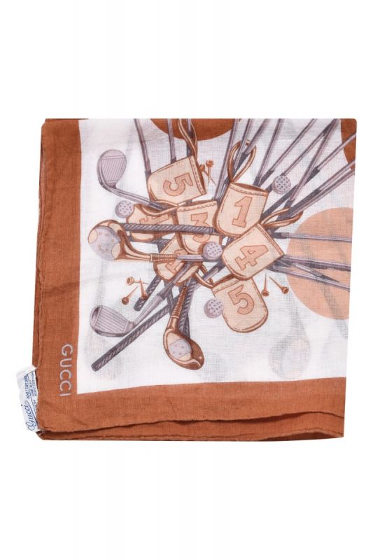 Gucci Cotton Golf Print Foulard Scarf