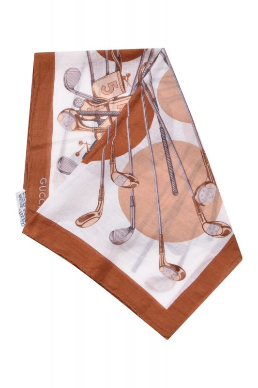 Gucci Cotton Golf Print Foulard Scarf