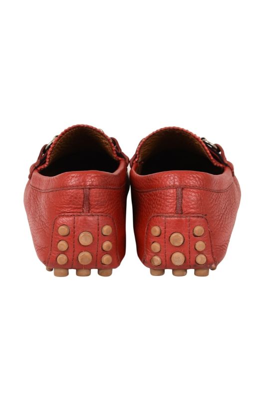 GUCCI DAMO HORSEBIT DRIVING RED LEATHER LOAFERS