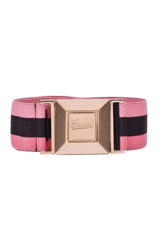 Gucci Elastic Pink Striped Belt