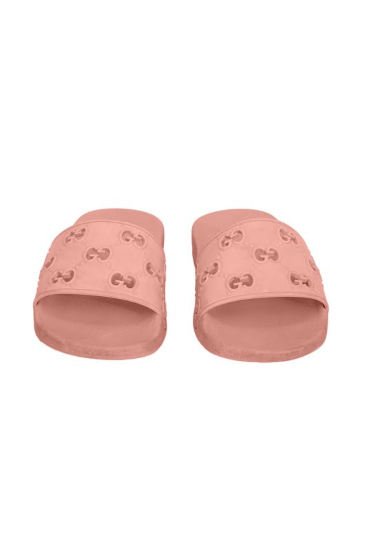 Gucci EU 35 Pink Rubber GG Cut Slider