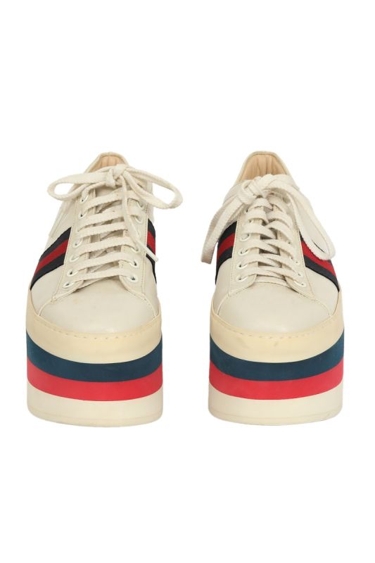 Gucci  EU 36 Web White Platform Sneakers