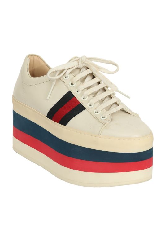 Gucci  EU 36 Web White Platform Sneakers