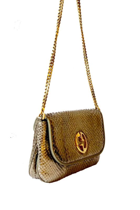 GUCCI EXOTIC LEATHER BRONZE SLING