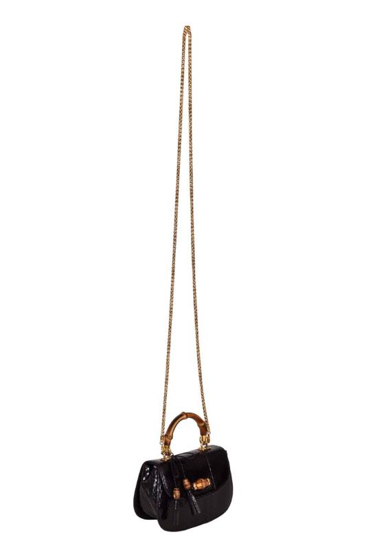 Gucci Exotic Leather Mini Bamboo Top Handle Bag