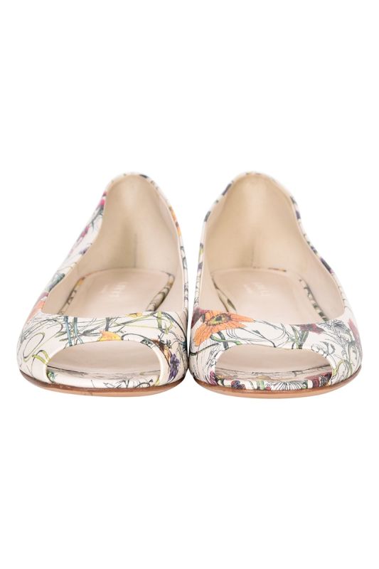 Gucci Floral Open Toe Flats